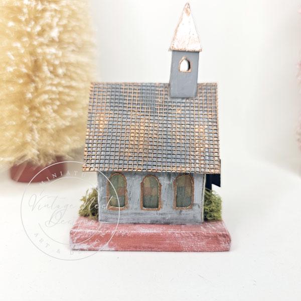 Miniature Display Putz Church No.9 Handmade Home Decor