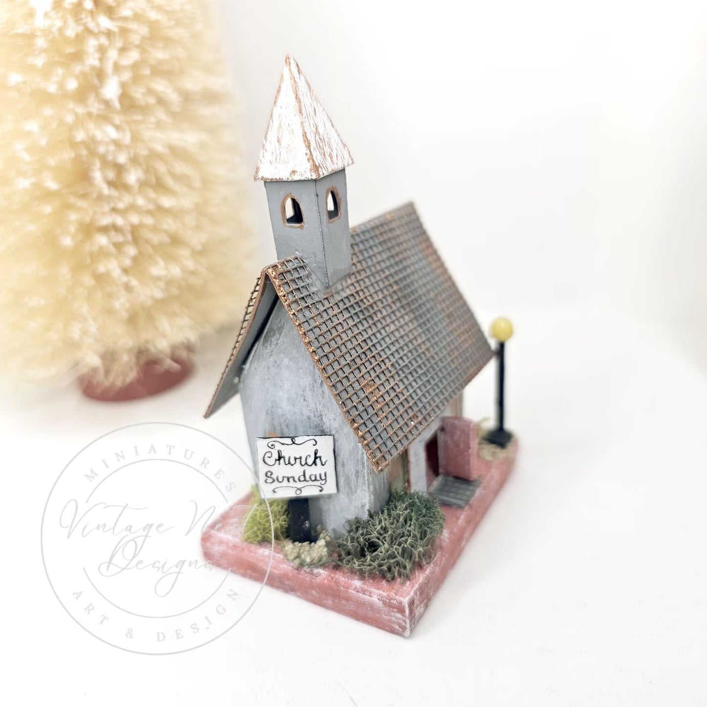 Miniature Display Putz Church No.9 Handmade Home Decor