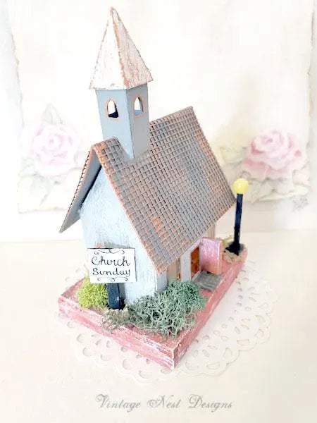 Miniature Display Putz Church No.9 Handmade Home Decor