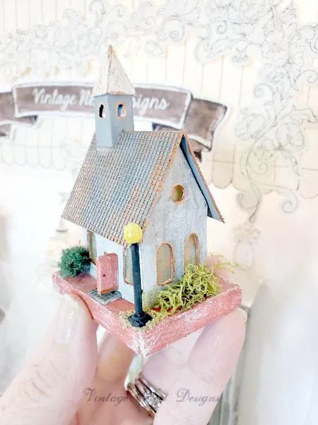 Miniature Display Putz Church No.9 Handmade Home Decor