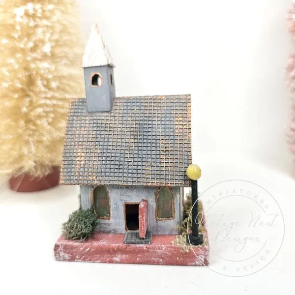 Miniature Display Putz Church No.9 Handmade Home Decor