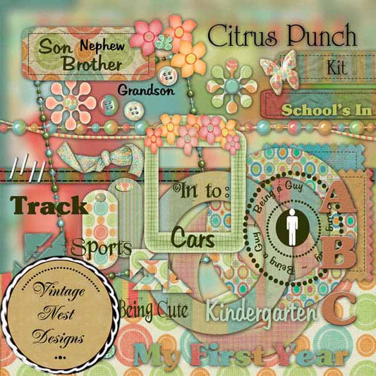Digital Scrapbooking Citrus Punch Kit Instant Download