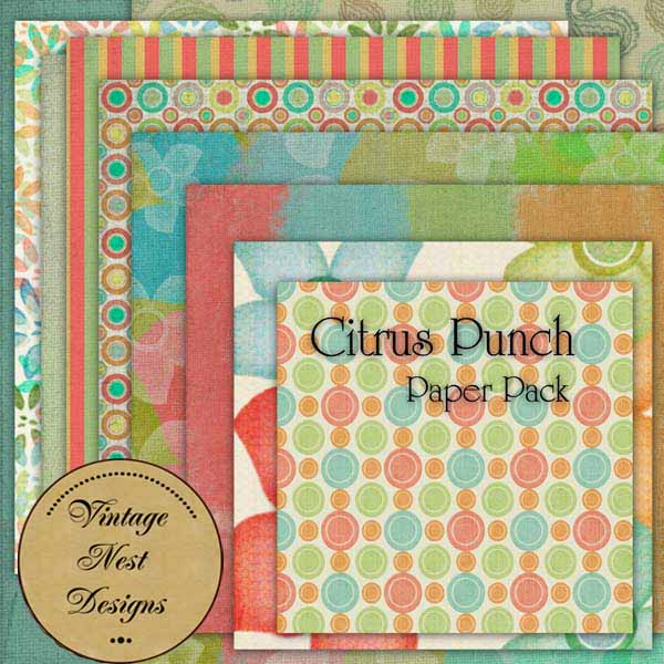 Digital Scrapbooking Citrus Punch Kit Instant Download