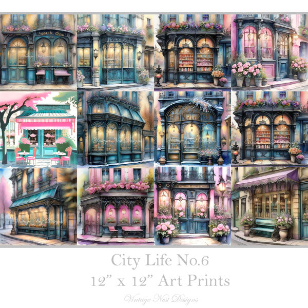 Digital Prints Bundle City Life No.6 Illustration Instant Download