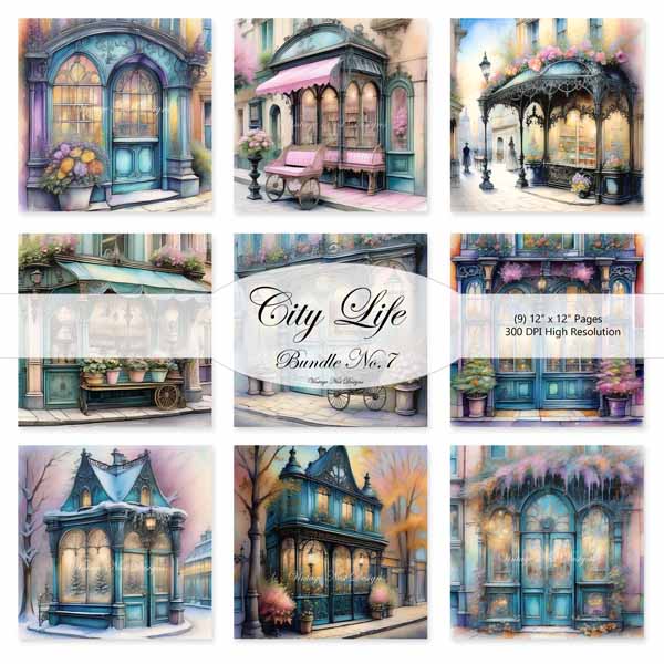 Bundle City Life Nr.7 Digitale Kunstdrucke Illustration