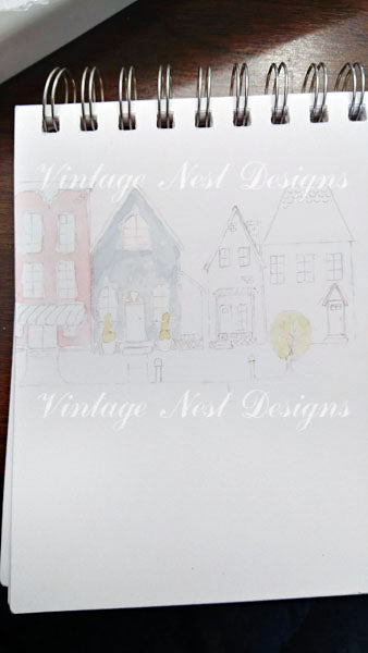 Digital Print City Life No.3 Watercolor Painting Instant Download