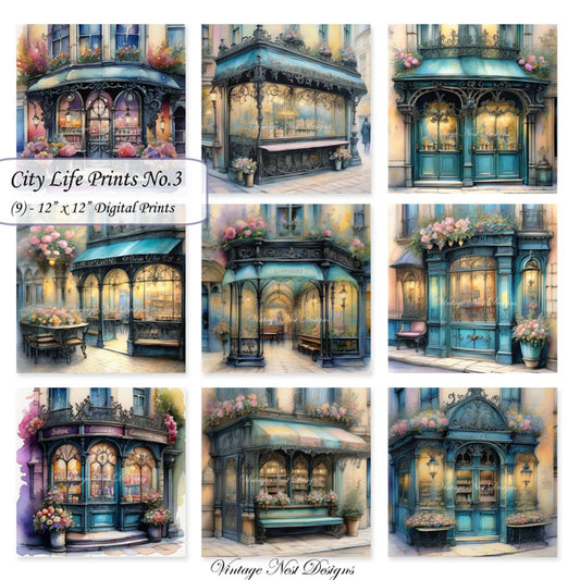 Digital Prints Bundle City Life No.3 Illustration Instant Download