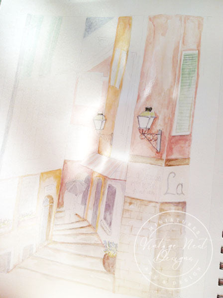 Peinture aquarelle d'impression numérique n°1 City Shopping