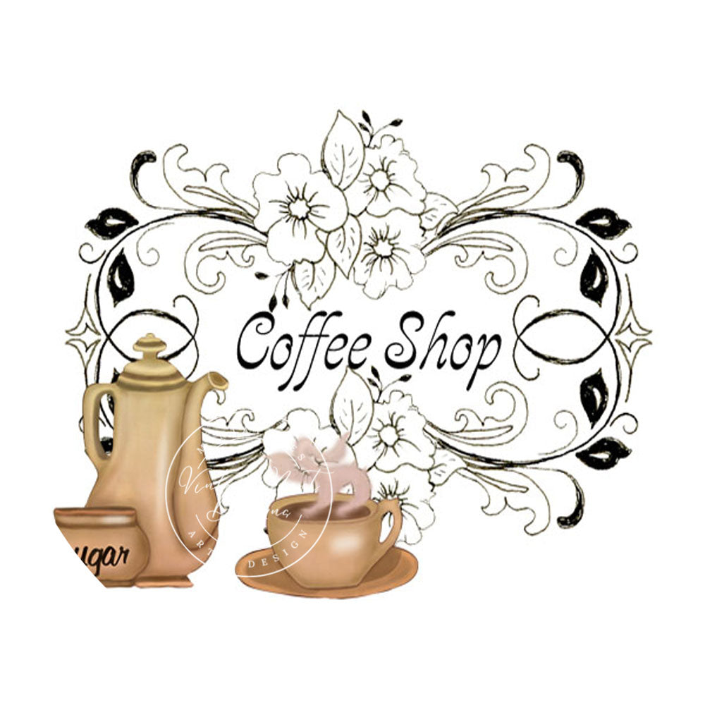 Digital Print Coffee Shop Miniature Graphic No.1 Illustration Instant Download