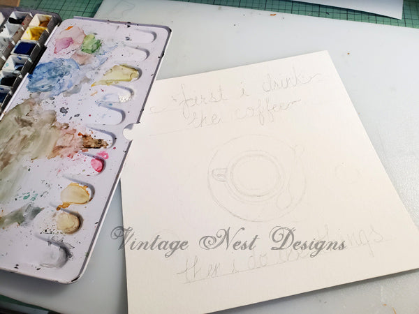 Digital Print But Coffee First Sign No.4 Watercolor Painting Instant Download