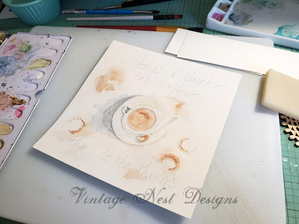 Digital Print But Coffee First Sign No.4 Watercolor Painting Instant Download