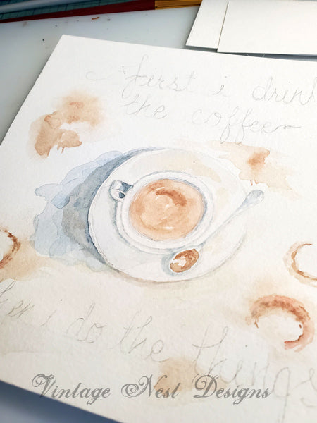 Digital Print But Coffee First Sign No.4 Watercolor Painting Instant Download