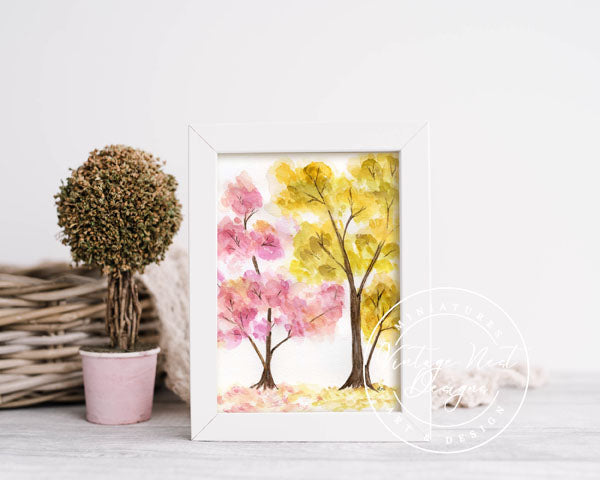 Digital Print Colorful Trees No.1 Watercolor Painting Instant Download