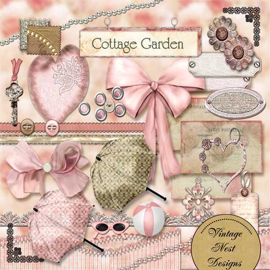 Kit de Scrapbooking Numérique Jardin Anglais Téléchargement Instantané