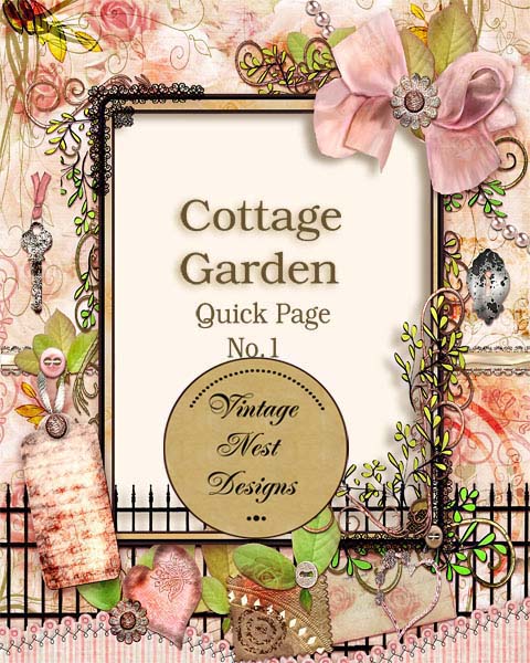 Digital Scrapbooking Cottage Garden Quick Page No.1 Instant Download