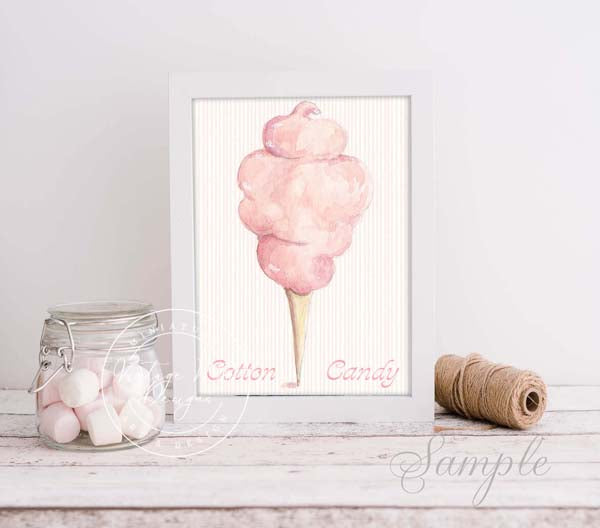 Digital Print Cotton Candy No.2 ACEO Watercolor Painting Instant Download