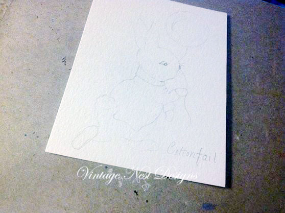 Digital Print Cottontail Rabbit No.1 Watercolor Painting Instant Download