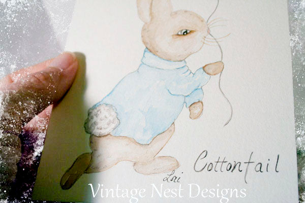 Digital Print Cottontail Rabbit No.1 Watercolor Painting Instant Download