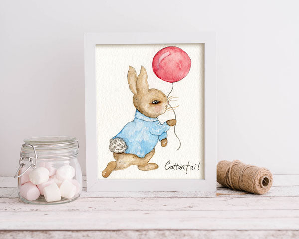 Digital Print Cottontail Rabbit No.1 Watercolor Painting Instant Download