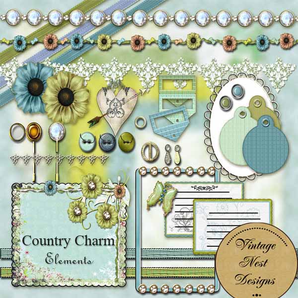 Kit de Scrapbooking Numérique Charme Champêtre Téléchargement Instantané