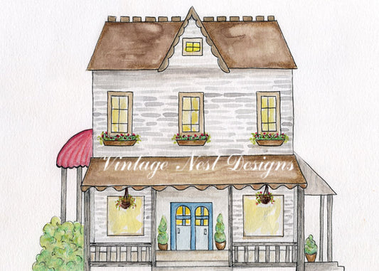 Digital Prints Country House No.1 Digital Prints Watercolor Painting