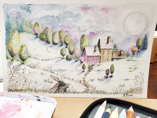 Country Life No.1 Digital Print Watercolor Painting