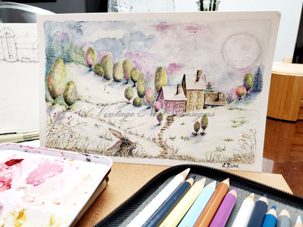 Country Life No.1 Digital Print Watercolor Painting