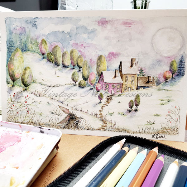 Country Life No.1 Digital Print Watercolor Painting