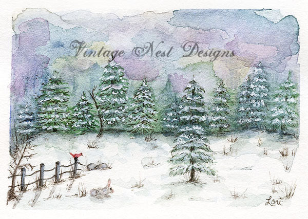 Vie Rurale n°4 ACEO Impression numérique Peinture à l'aquarelle