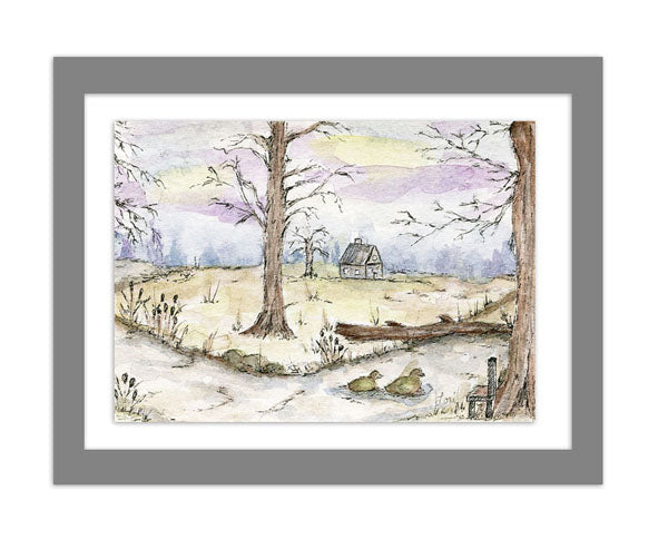 Digital Print Country Life No.3 Watercolor Painting Instant Download