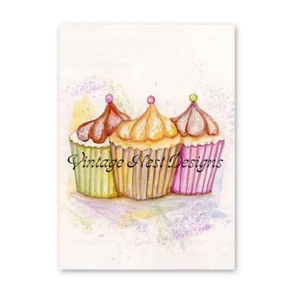 Impression numérique cupcake n°2, aquarelle, téléchargement instantané