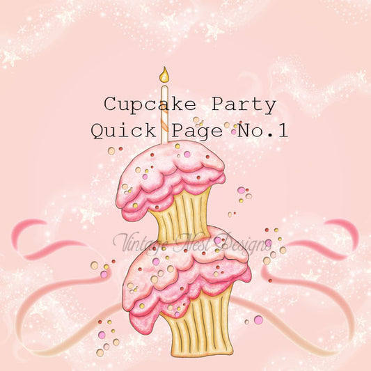 Kit de scrapbooking numérique - Fête Cupcake - Page rapide n°1 - Téléchargement instantané