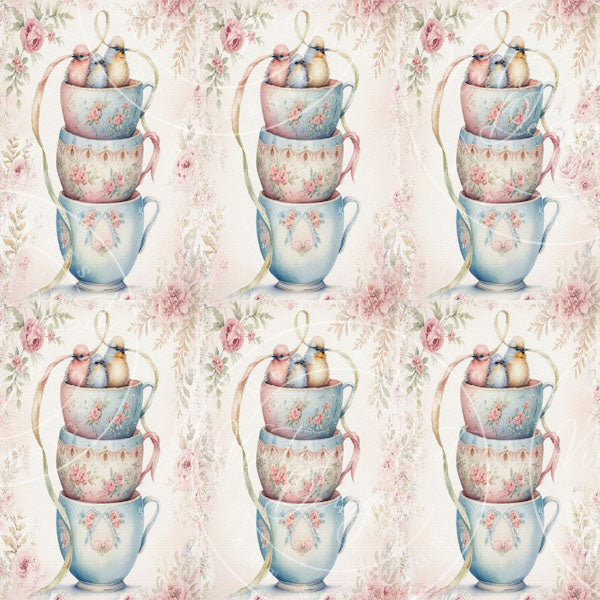 Digital Prints Cup of Birds Paper Pack No.2 Instant Download