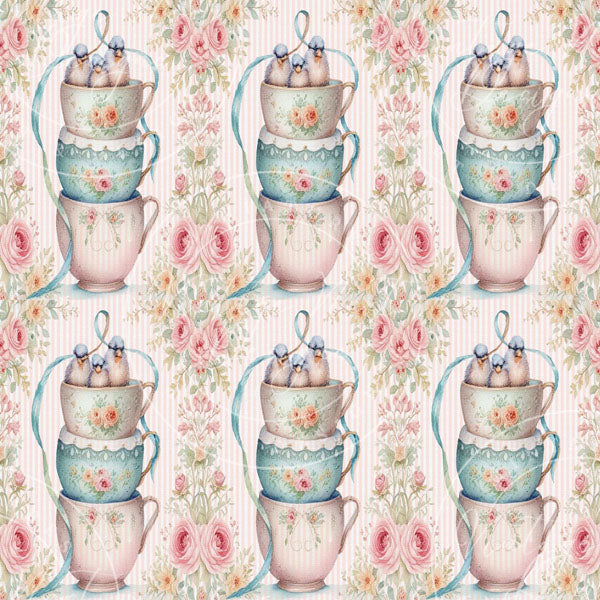 Digital Prints Cup of Birds Paper Pack No.2 Instant Download
