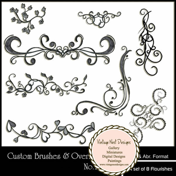 Digital Scrapbooking Brushes & Stamps Flourishes No.1 Instant Download