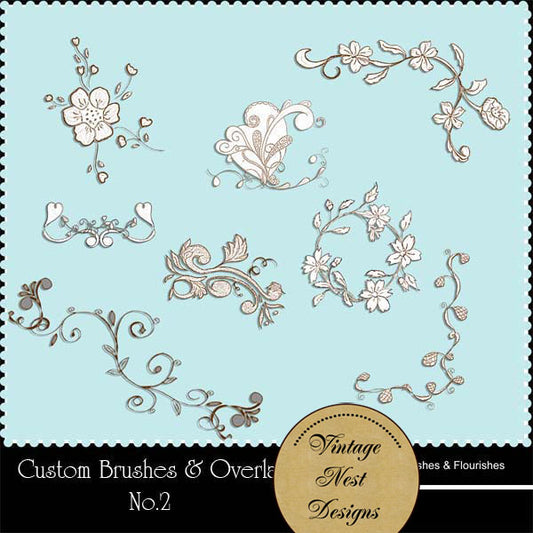 Digital Scrapbooking Brushes & Stamps Flourishes No.2 Instant Download
