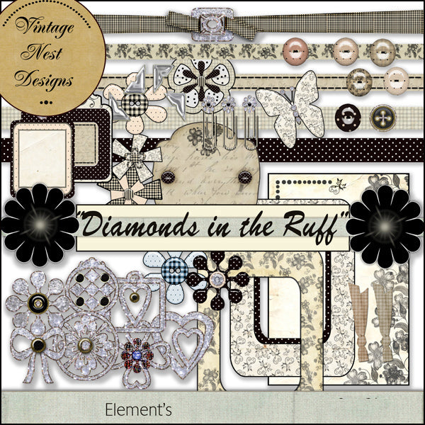 Kit de Scrapbooking Numérique Diamants Bruts Téléchargement Instantané