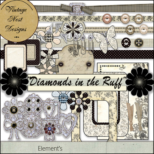Digital Scrapbooking Diamonds in the Ruff Kit Instant Download