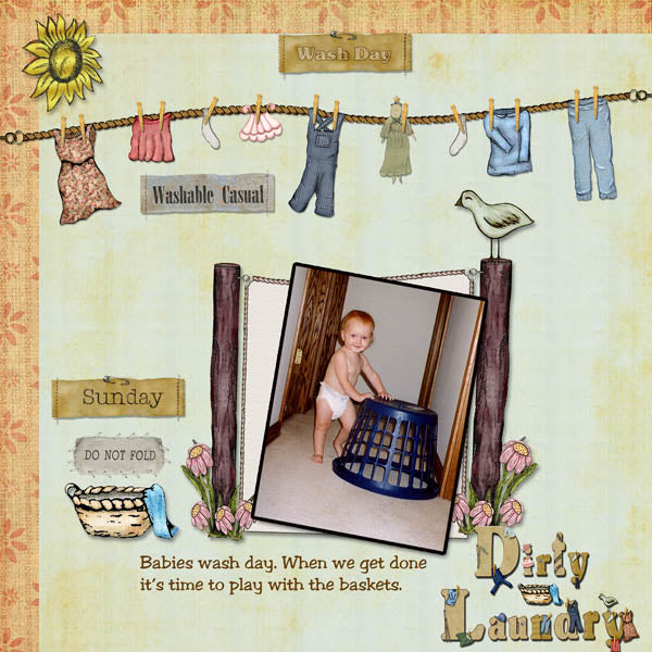 Digitales Scrapbooking-Set „Schmutzige Wäsche“ zum sofortigen Download