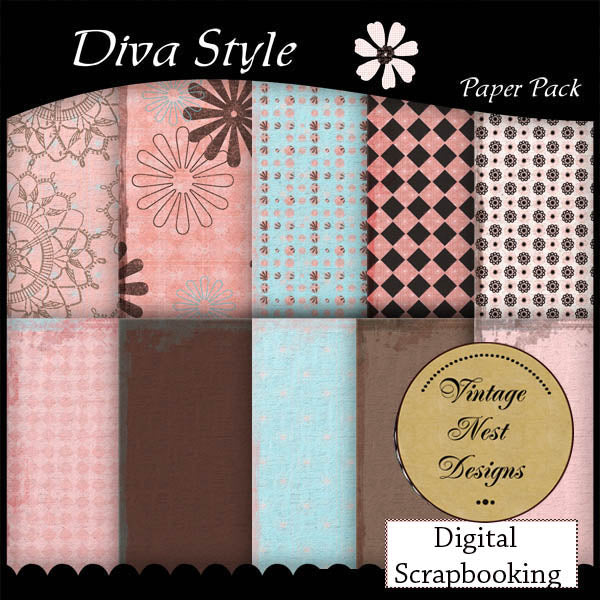 Digital Scrapbooking Diva Style Kit Sofort-Download