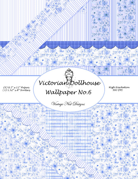 Dollhouse Blue Wallpaper Printable
