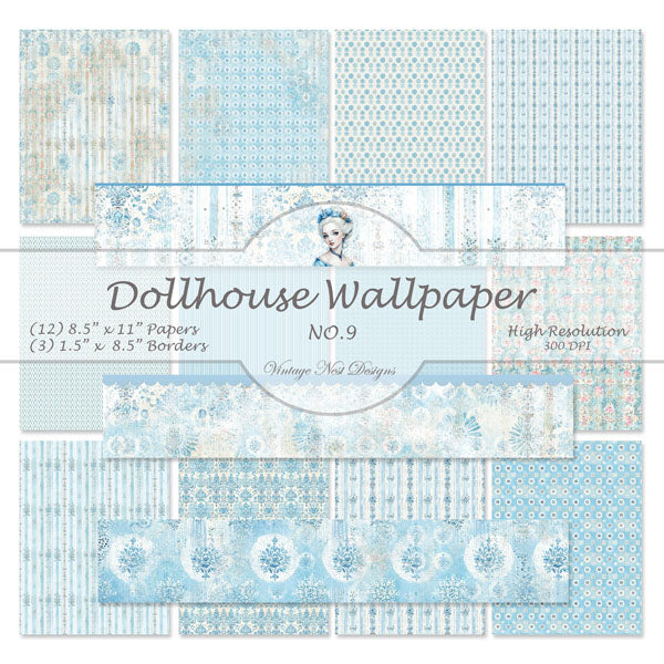 Papiers peints pour maison de poupée n° 9, impressions numériques, illustration, scrapbooking