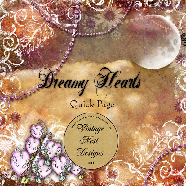 Scrapbooking Numérique Cœurs Rêveurs Page Rapide No.1 Téléchargement Instantané