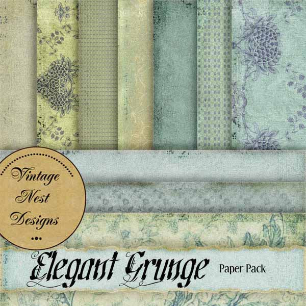 Digital Scrapbooking Elegant Grunge Kit Instant Download