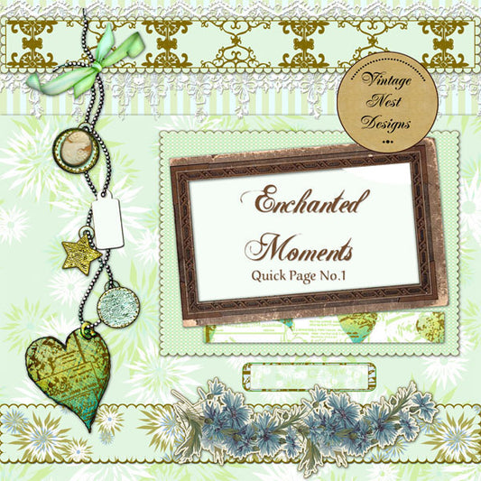 Kit de Scrapbooking Digital "Moments Enchantés" Page Rapide n°1 - Téléchargement Instantané