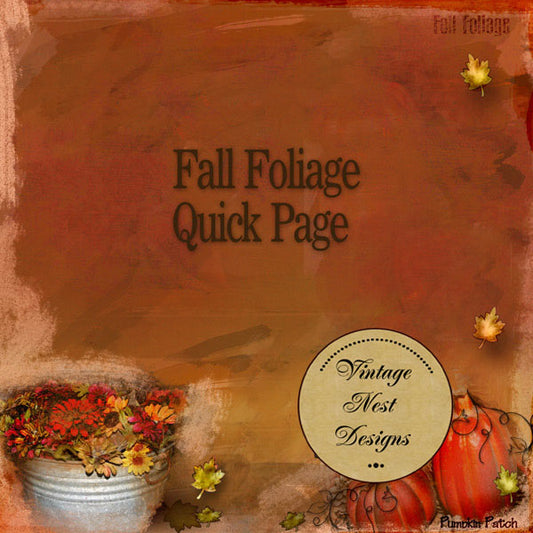 Scrapbooking numérique : Feuillage d'automne, page rapide n°1, téléchargement instantané