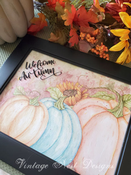 Digital Print Fall Halloween Pumpkins No.2 Watercolor Painting Instant Download