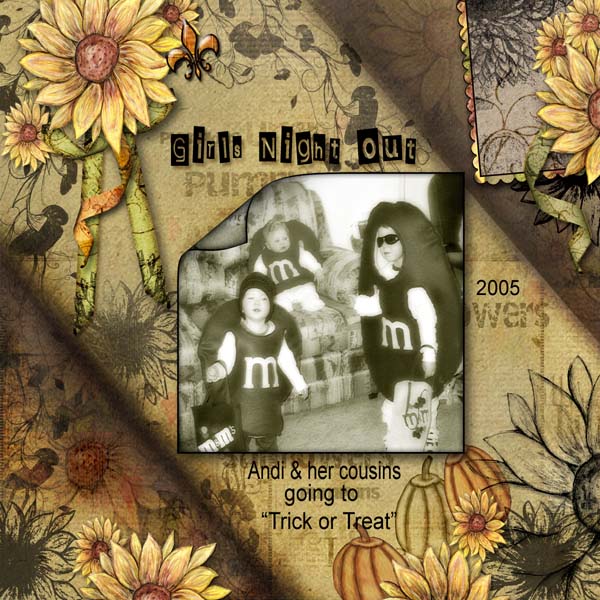 Digital Scrapbooking Fall Sunflowers Quick Page No.1 Instant Download