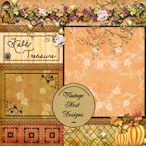 Digital Scrapbooking Fall Treasure Quick Page No.1 Instant Download