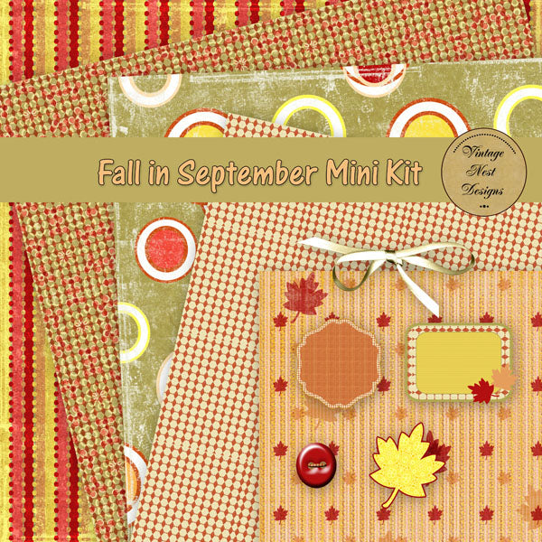 Digitales Scrapbooking September-Herbst-Set Sofort-Download